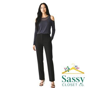 Bailey 44 Black Mesh Cold Shoulder Top M Long Sleeve Sheer Yoke EUC